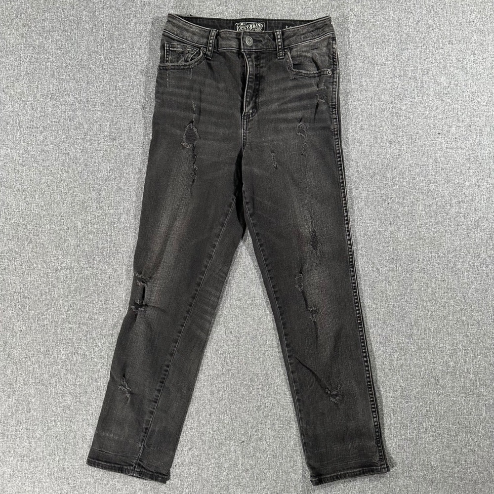 Lucky Brand High Rise Tomboy Jeans Womens 0/25 Distressed Black Straight Leg